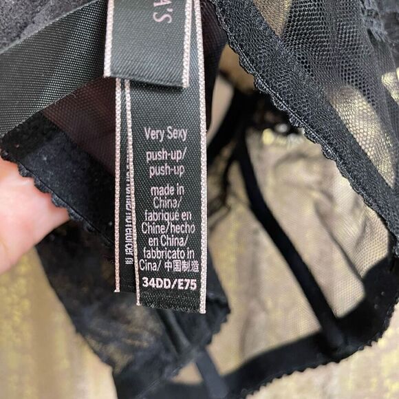 Victoria’s Secret Black Rhinestone Strap Pushup Corset Bra Top 34DD - Picture 9 of 9